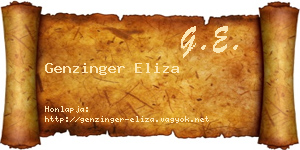 Genzinger Eliza névjegykártya